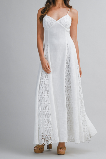 Playful Eyes Lace Maxi Dress - Off White