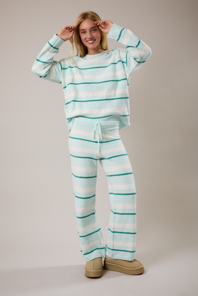 State Of Style Striped Set - Mint Green