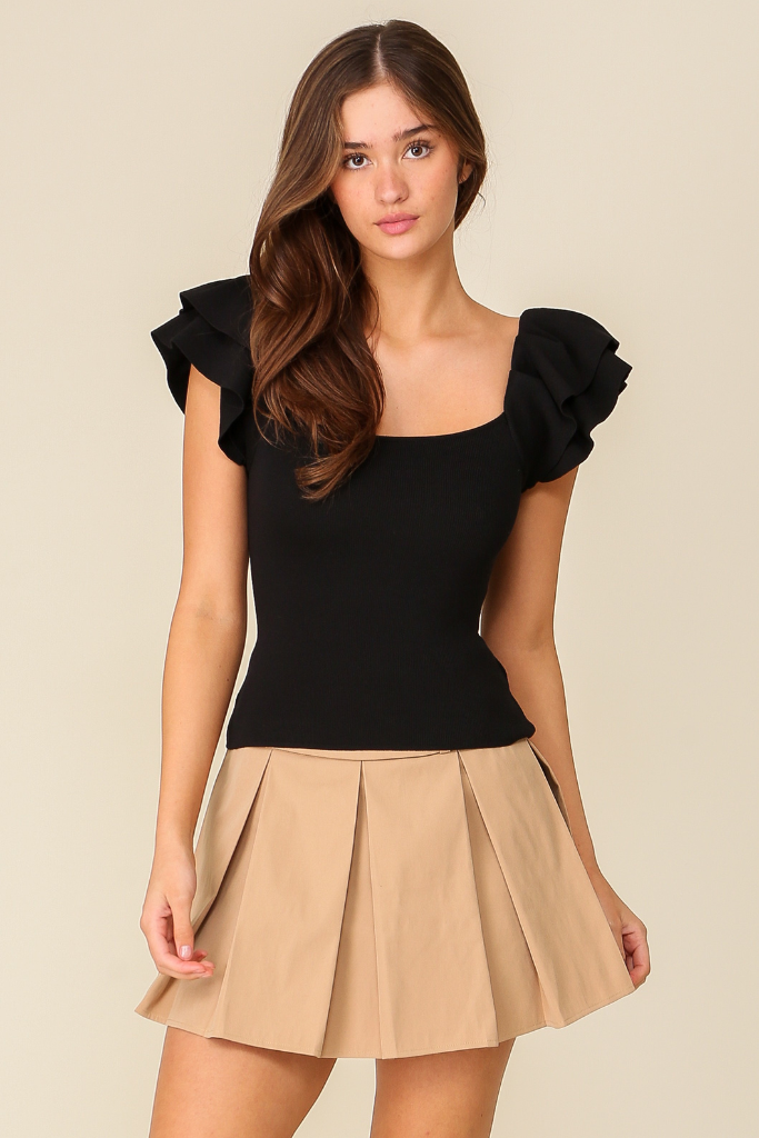 First Light Ruffle Top - Black