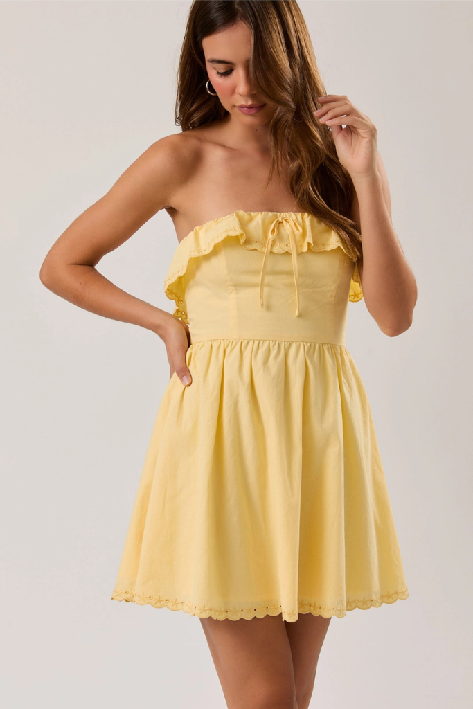 Daisy Mae Strapless Dress - Butter Yelllow