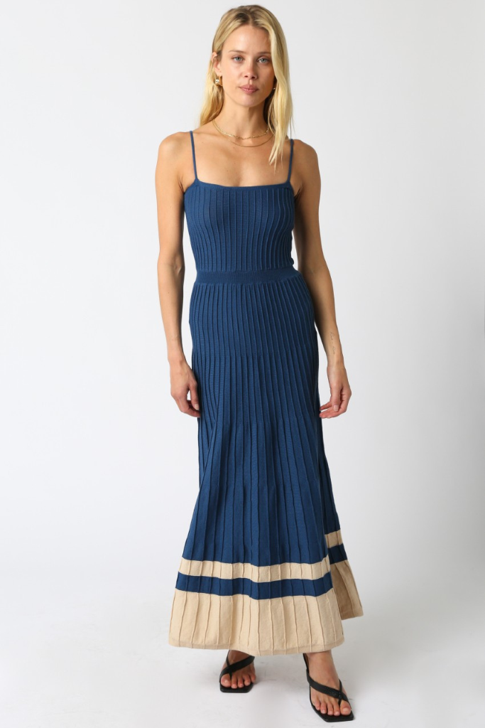 Open Arms Maxi Dress - Blue/Khaki