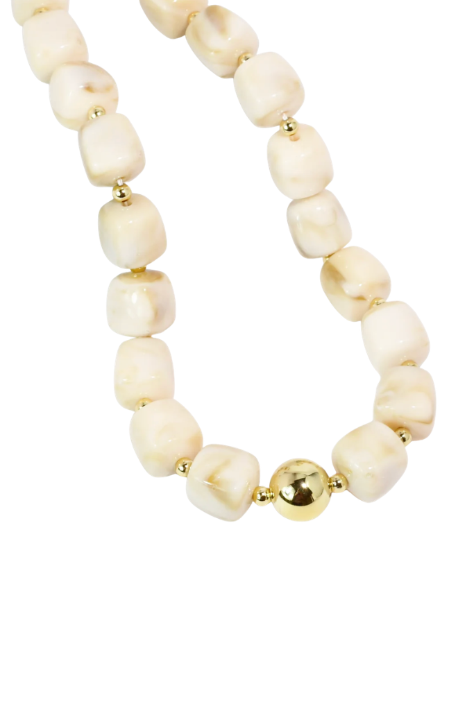 Lumi Beaded Necklace - Cream/Gold