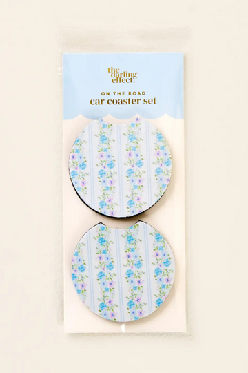 Car Coaster Set - Petal Paradise Blue