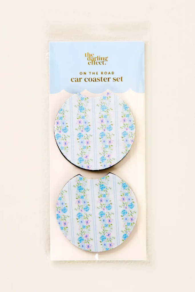 Car Coaster Set - Petal Paradise Blue
