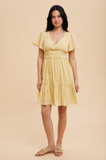 Sheri Eyelet Dress -Yellow