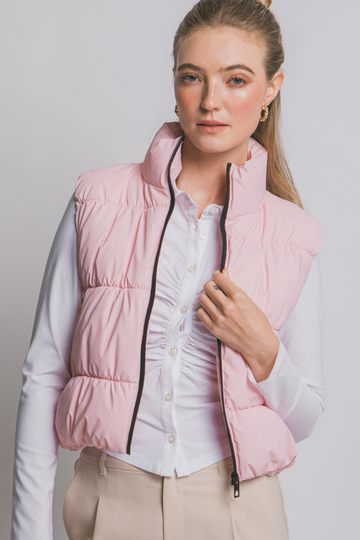 City Leaves Puffer Vest - Pink