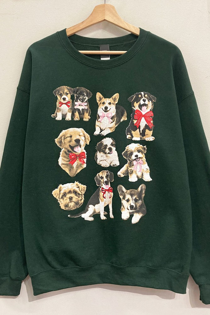 Puppy Love Sweatshirt - Hunter Green