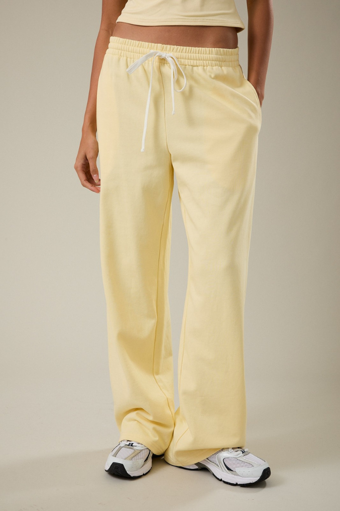 Beverly Wide Leg Sweatpants - Butter Yellow