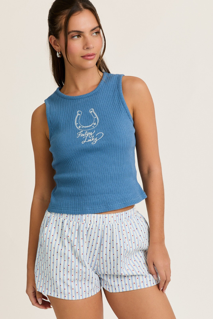 Feeling Lucky Tank Top - Blue
