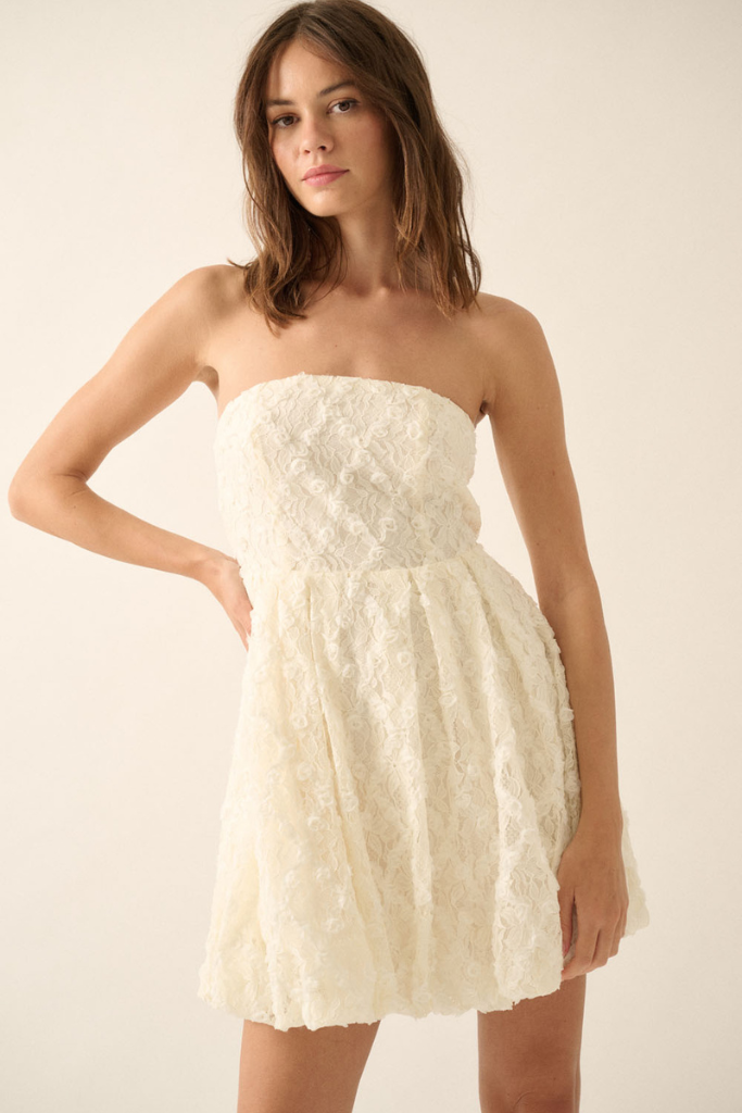 Carmala Floral Lace Dress - Cream