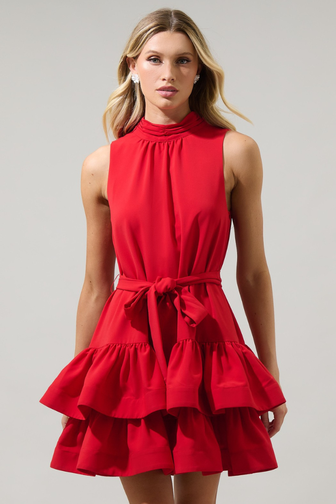 Teresa Ruffle Dress - Red