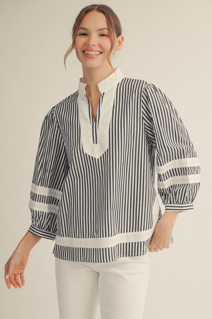 Easy Style Striped Top - Black/White
