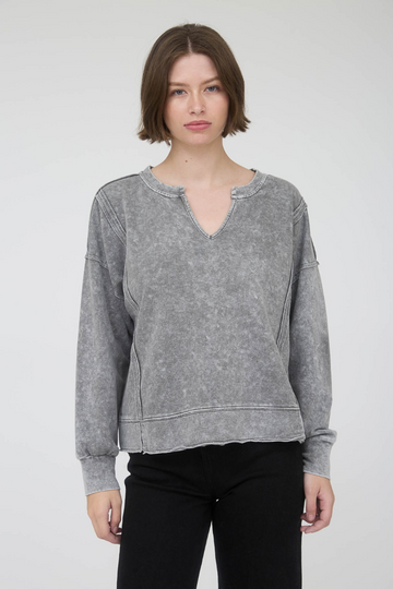 Heartfull Knit Top - Charcoal