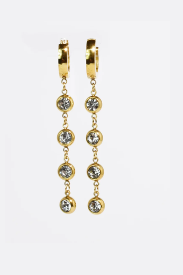 Heavens Drop Huggie Earrings-  Gold