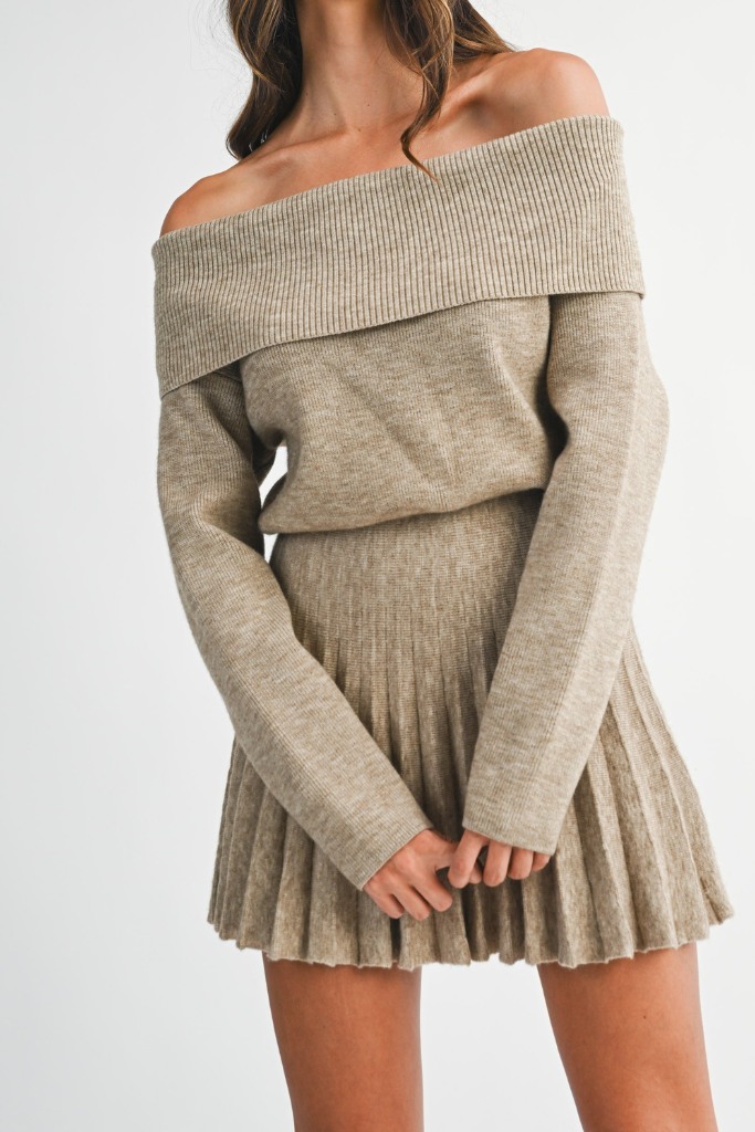 Talli Off Shoulder Dress - Light Mocha