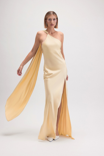 Alex Halter Maxi Dress - Pale Yellow