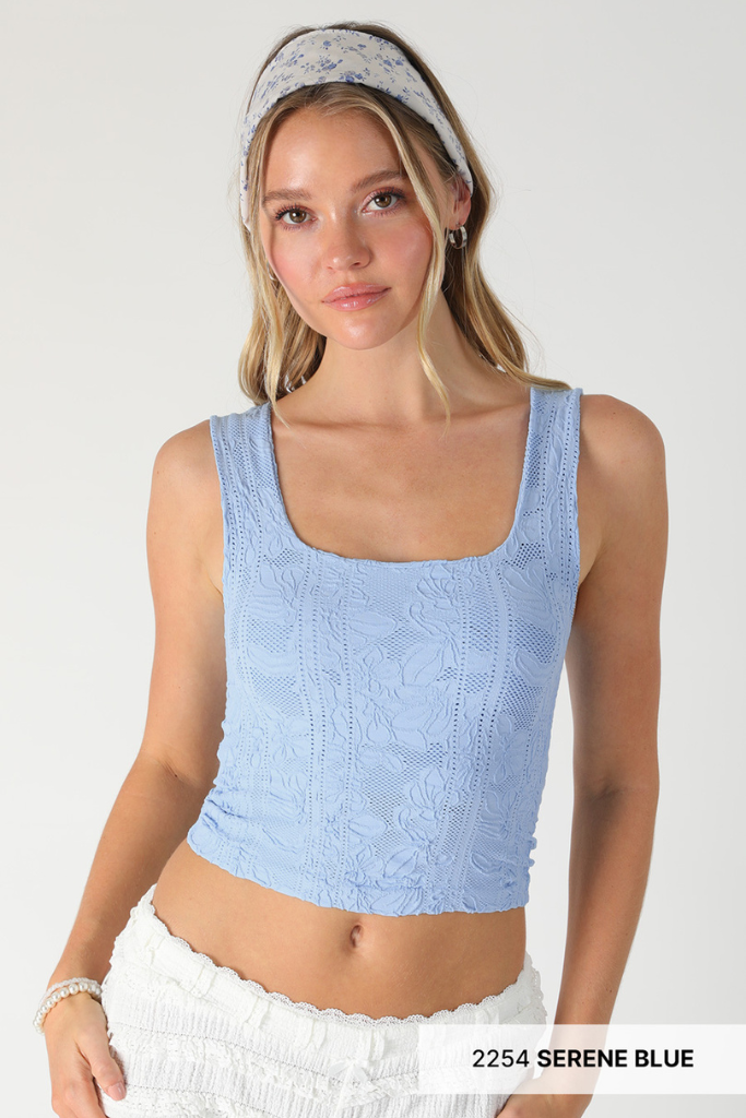 Novalie Double Lace Tank - Light Blue