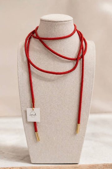 Wrapped Up Cord Wrap Necklace - Red