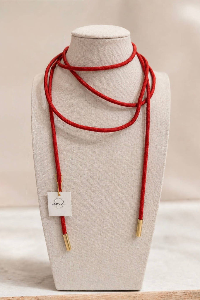 Wrapped Up Cord Wrap Necklace - Red