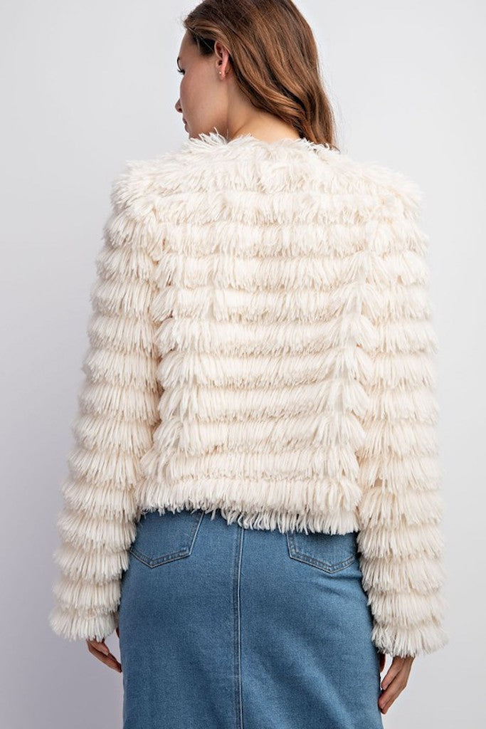 Tilly Faux Fur Jacket- Cream