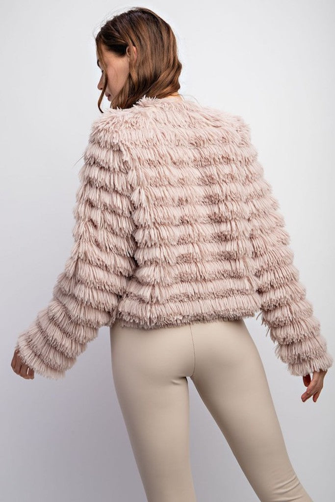 Tilly Faux Fur Jacket- Beige