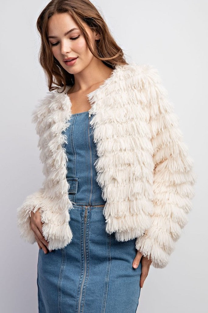 Tilly Faux Fur Jacket- Cream