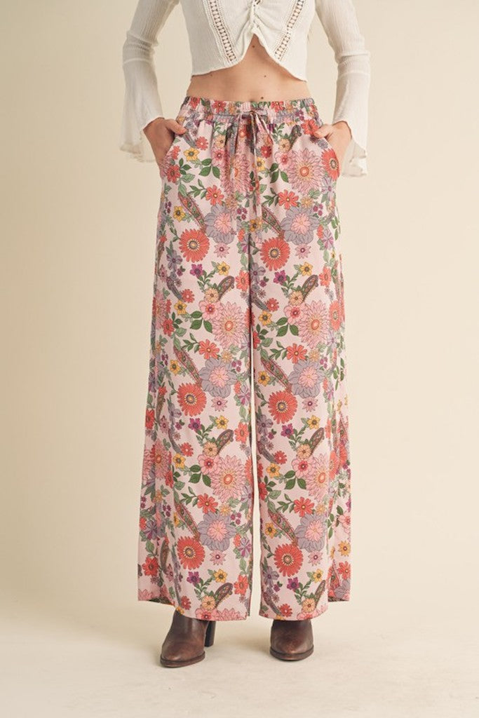 Think About Me Floral Pants- Pink Multi