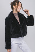 Emma Teddy Cropped Jacket- Black