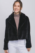 Emma Teddy Cropped Jacket- Black