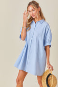 Elsie Shirt Dress- Light Blue