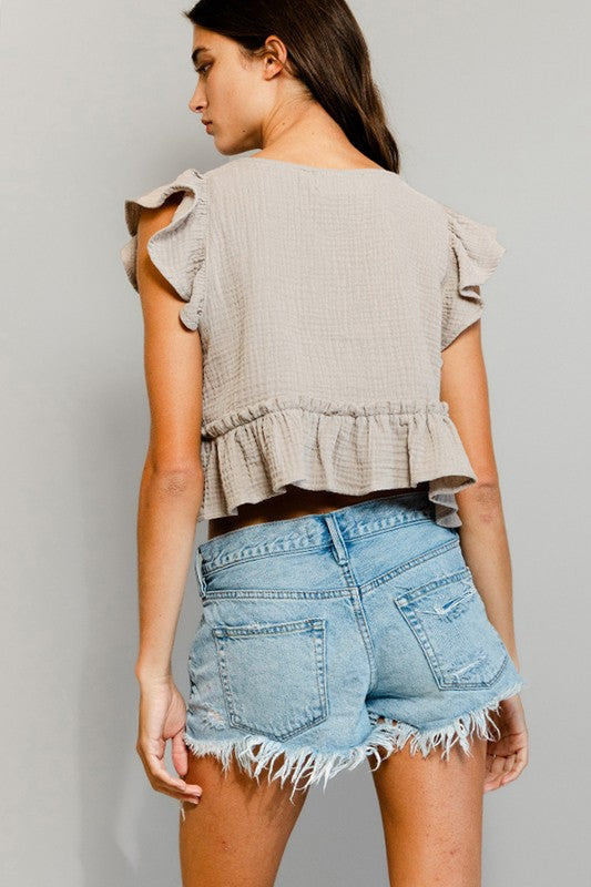 Stay Lifted Crop Top - Taupe