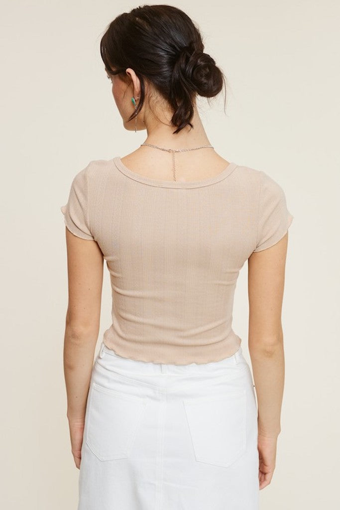 Pocket Of Daisies Crop Top- Taupe