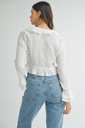 Shelly Ruffle Crop Top- Off White