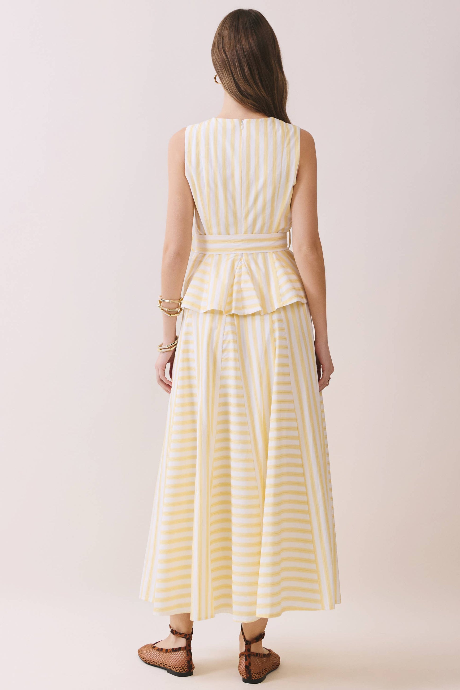 Good Life Striped Midi Skirt - Light Yellow