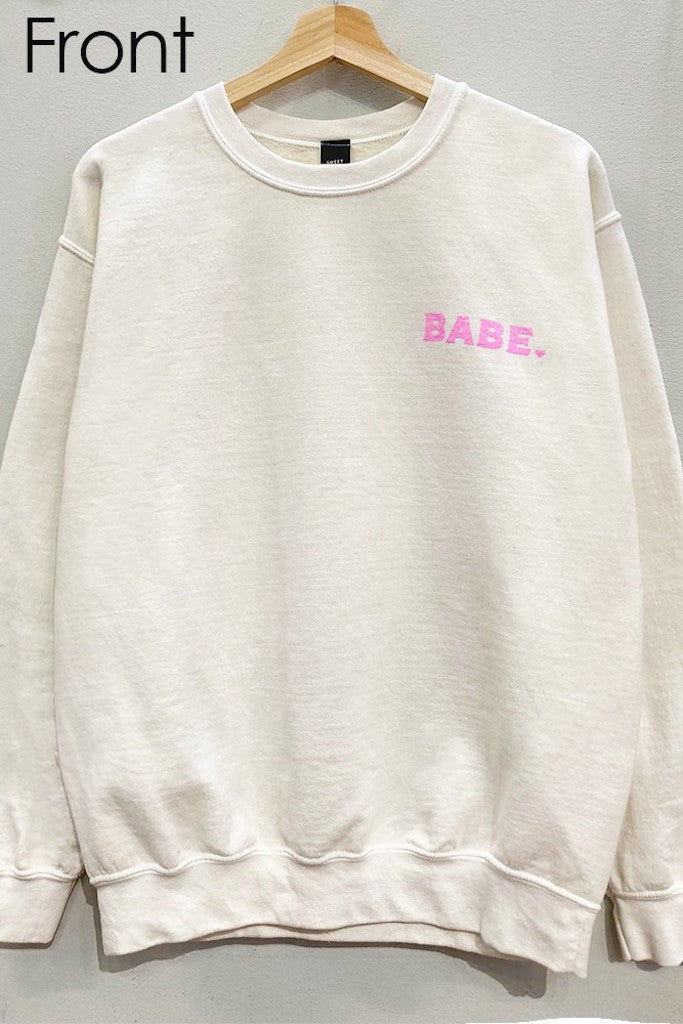 Babe Heart Graphic Sweatshirt- Cream
