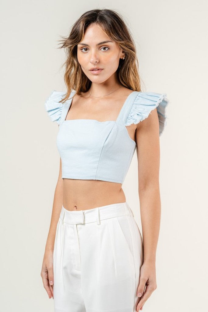 Invite Only Crop Top- Light Blue