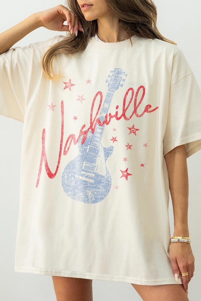Nashville Music City Graphic Shirt- Ivory