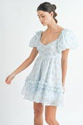 Circe Floral Mini Dress- Light Blue