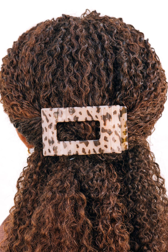 TELETIES Medium Flat Rectangle Hair Clip - Blonde Tortoise