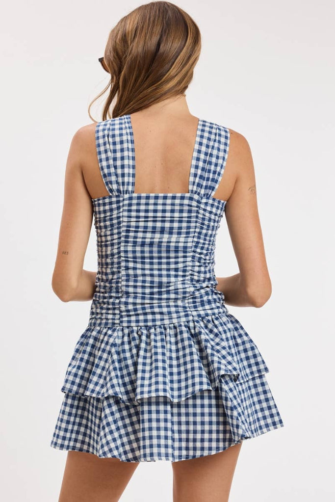 Halftime Hottie Gingham Dress - Navy