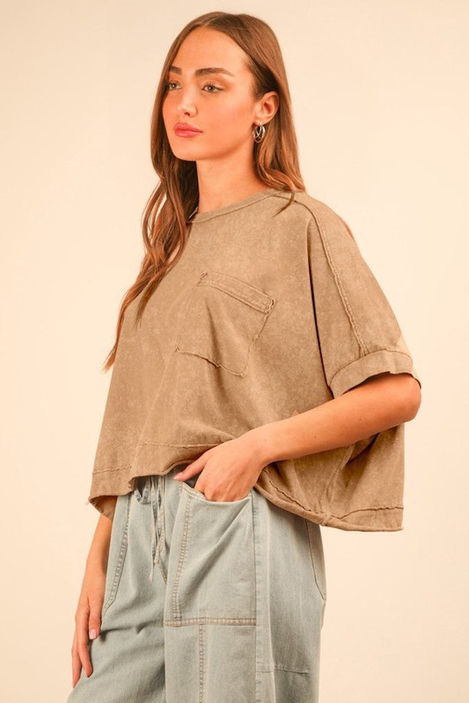 Think Less Crop Top - Taupe