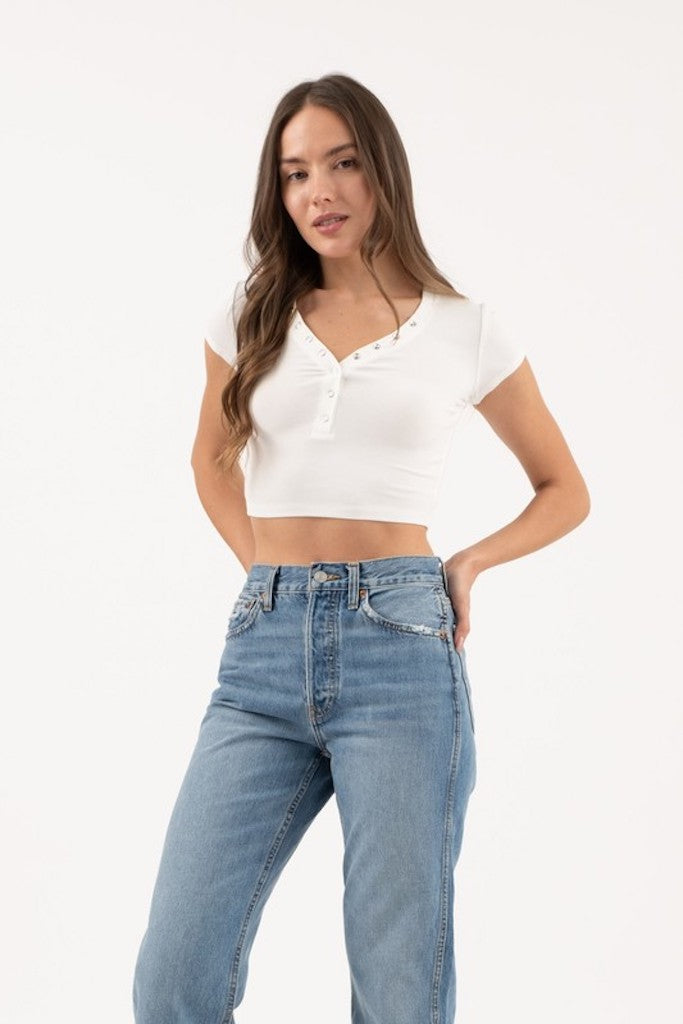 I Won Crop Top- White