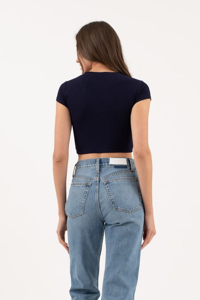 I Won Crop Top- Navy