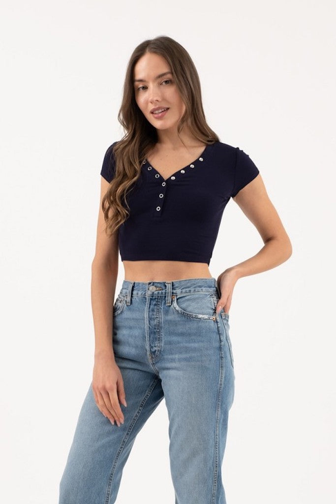 I Won Crop Top- Navy