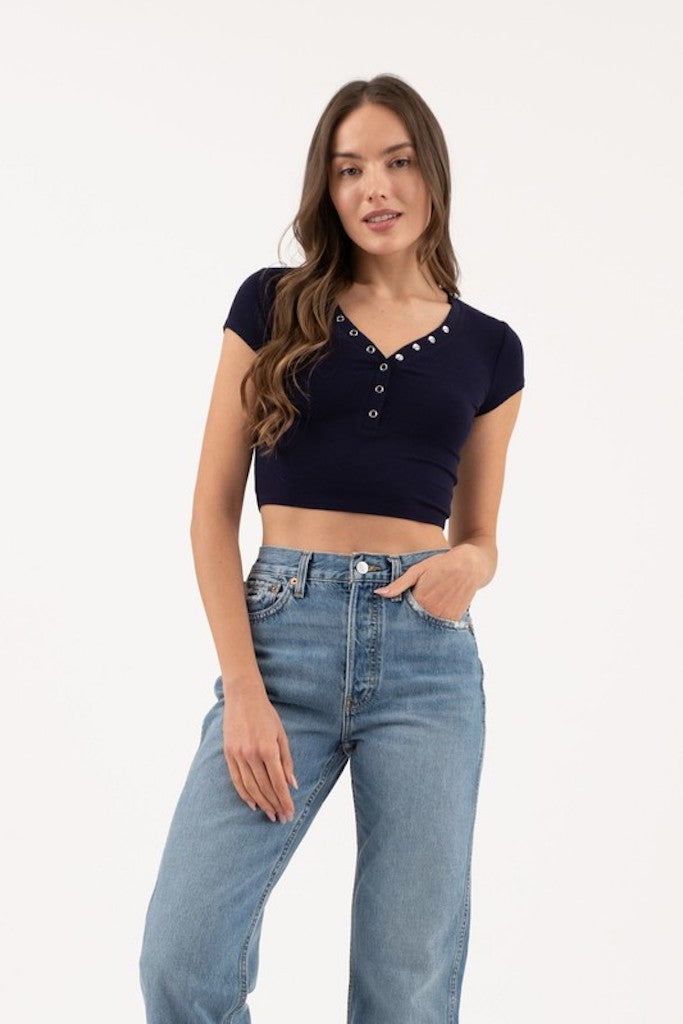 I Won Crop Top- Navy