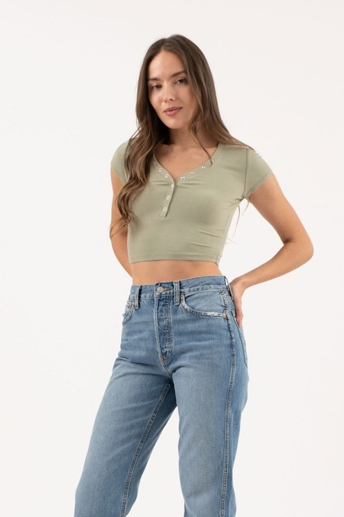 I Won Crop Top- Olive