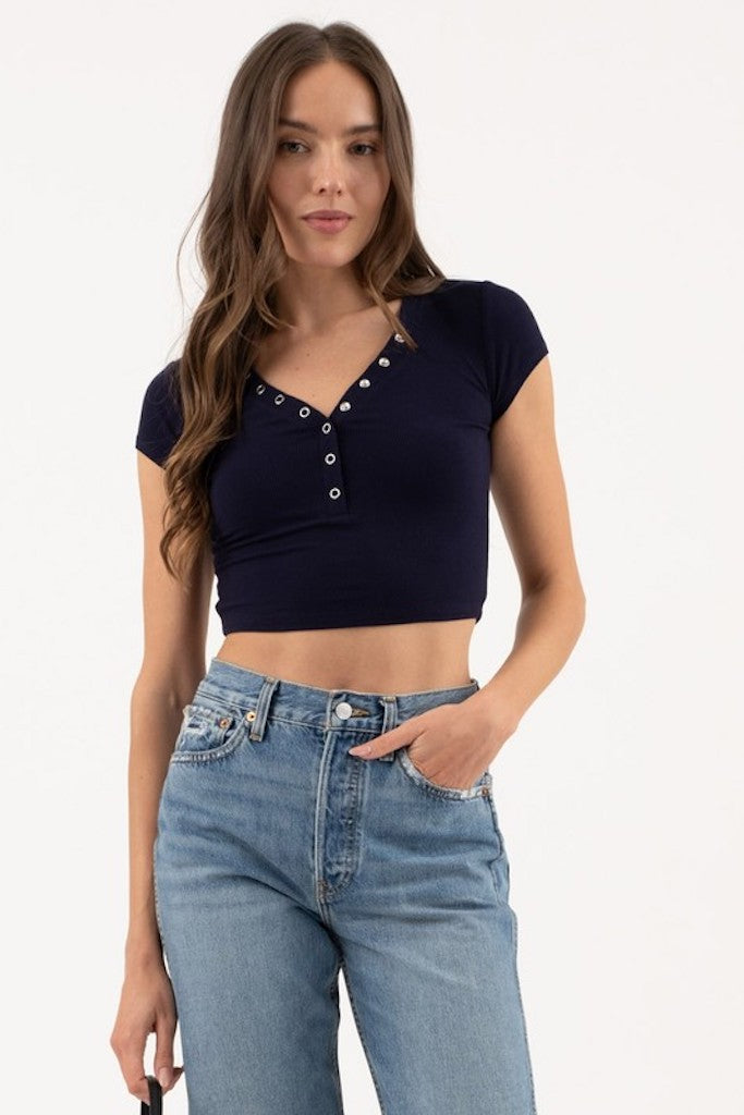 I Won Crop Top- Navy