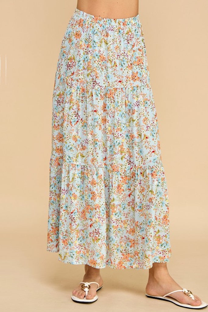 Applause Maxi Skirt- Blue Floral