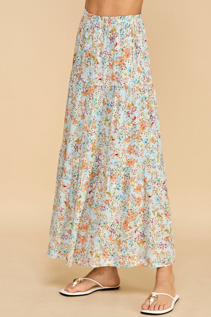 Applause Maxi Skirt- Blue Floral