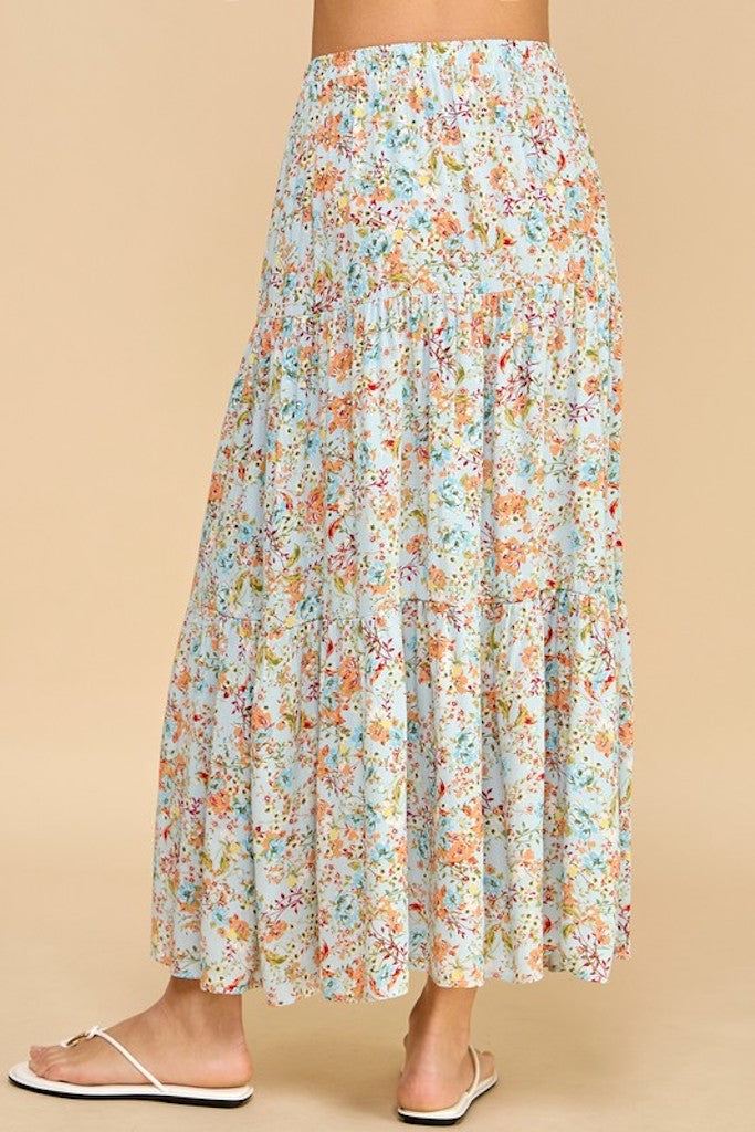 Applause Maxi Skirt- Blue Floral